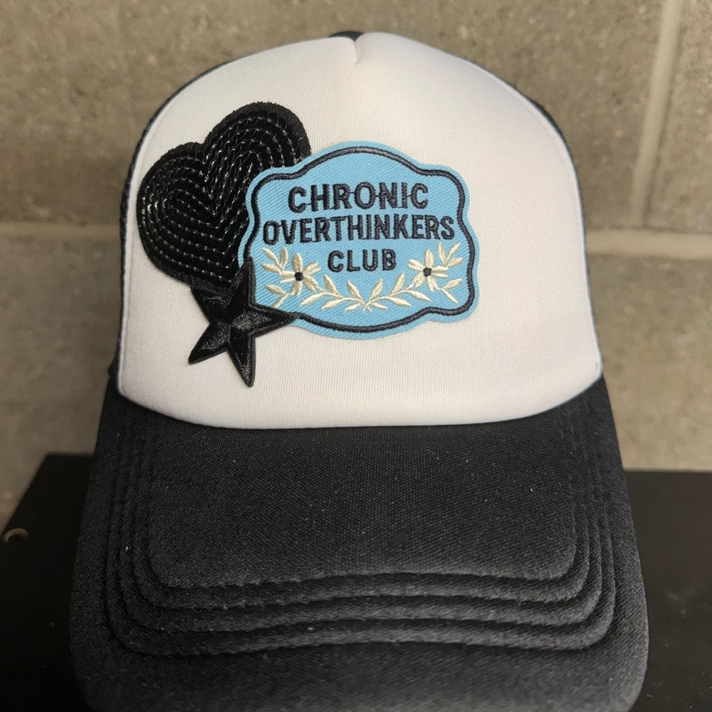 Chronic Overthinkers Club Black and White Trucker Hat